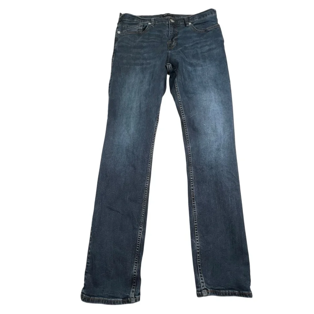 True Religion Mens 34X32 Geno Relaxed Slim Dark Wash Denim‎ Jeans